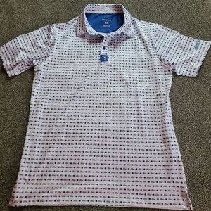 Bogey Bros Fore! Golf Shirt Mens Medium White and Blue casual preppy